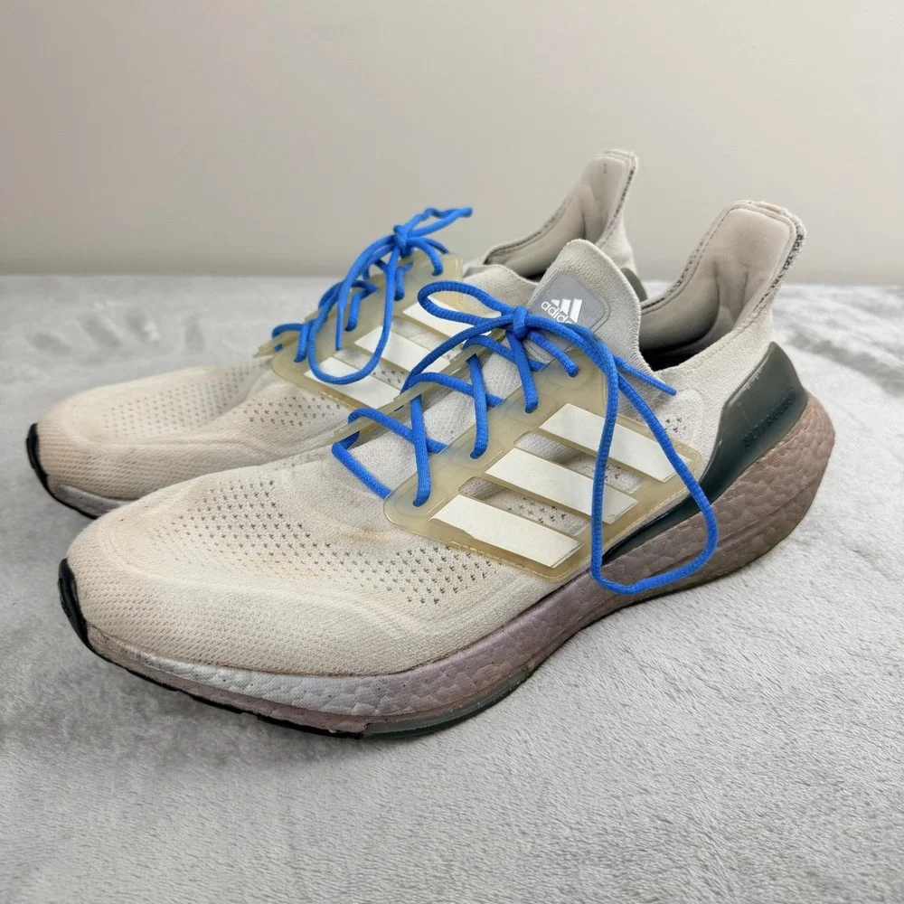 Adidas Ultraboost 21 Mens Running Shoes White Blue FY0383 Size 11.5‎